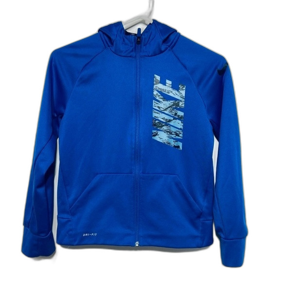 Nike Hooded Full Zip Dry Fit Sweatshirt in Blue M - Picture 1 of 10